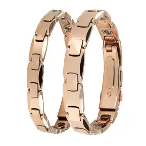 Biomagnético pulseira de titânio, joia não fácil de mudar de cor rosa dourada germânio pulseira casal pulseira magnética