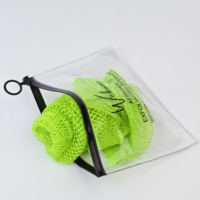 Pochette en PVC transparent avec fermeture éclair à anneau circulaire, sac d'emballage étanche pour éponge de bain, produits de soin et outils de beauté