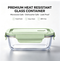Boîte à lunch en verre résistant à la chaleur, compatible micro-ondes, anti-fuite, sans BPA, pour repas de travailleurs, stockage de fruits, avec couvercle