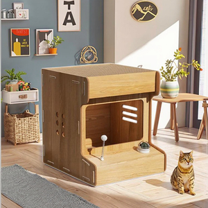 Maison moderne haut de gamme à double couche en carton ondulé, motif animalier avec jouet intégré - Product Image 4