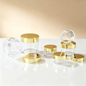 Tarro Cosmético de Plástico Transparente de 10/15/20/30/50g, con Tapa Dorada y Blanca, Envase Vacío para Crema Facial, <span class=keywords><strong>Barro</strong></span>, Logotipo Personalizado, Venta al por Mayor - Product Image 1