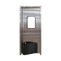 Porte battante double action en acier inoxydable 304 avec panneau de vision, pour cuisine commerciale et restaurant, à ouverture libre, résistante aux chocs et au trafic intensif