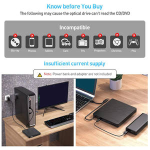 Nouveau <span class=keywords><strong>lecteur</strong></span> de CD/<span class=keywords><strong>DVD</strong></span> multifonction 5in1, <span class=keywords><strong>graveur</strong></span> de <span class=keywords><strong>lecteur</strong></span> optique <span class=keywords><strong>externe</strong></span> pour ordinateur de bureau <span class=keywords><strong>compatible</strong></span> avec Windows/<span class=keywords><strong>Mac</strong></span> OS/Linux - Product Image 3