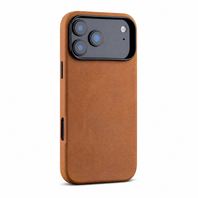 Luxury Crazy Horse Genuine Leather Case for iPhone 18 Pro, Compatible with Magnetic Wireless Charging, Indiana-Jones Style