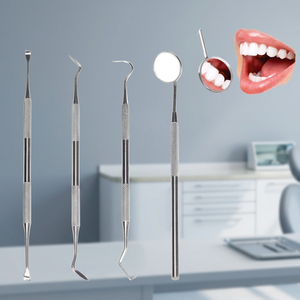 Kit d'examen dentaire en acier inoxydable, usage professionnel, poignée ergonomique, certifié CE, miroir et détartreur pour blanchiment des dents - Product Image 4