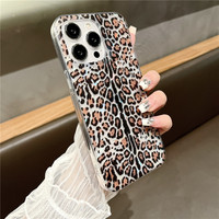 Coque de téléphone antichoc en TPU à imprimé léopard de luxe, anti-lumière bleue, faible MOQ, pour séries 11-16 Pro Max Plus