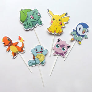 Carte de gâteau <span class=keywords><strong>Pikachu</strong></span>, thème Grand Elfe Baokemeng, décoration de fête d'<span class=keywords><strong>anniversaire</strong></span> pour enfants, en papier, 10 cm, impression numérique, modèle P-001 - Product Image 5