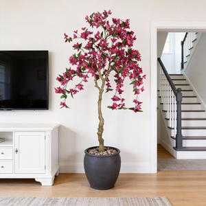 Artificial Bougainvillea <b>Tree</b> 6FT Black Pot Realistic Indoor Decor Potted Faux Plant - Product Image 1