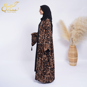 Habib doble cara Abayas mujeres musulmanas doble cara usando Abaya frente abierto Kimono estilo árabe Dubai musulmán Abaya - Product Image 3