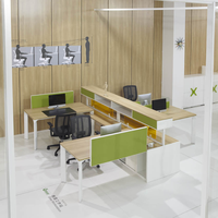 Station de travail cubique multifonctionnelle à 2 places avec armoire supérieure, mobilier de bureau commercial moderne en métal