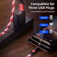 Handy Shining Charging 540 Grad LED drehen Leuchtendes Fließ licht Micro USB Typ C 3,3 Fuß 1M Magnet kabel Ladekabel