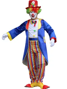 Venta caliente adulto payaso de circo disfraz traje chaqueta chaleco Top pantalones cortos para Halloween carnaval fiesta vestir