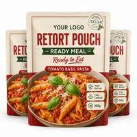 Sachet Retortable Personnalisé à Trois Soudures Latérales, Résistant aux Hautes Températures (121°C), pour Emballage Alimentaire de Tomates, Basilic, Pâtes et Plats Préparés