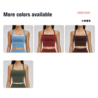 Tank Top Bra Olahraga Wanita Warna Kontras Pakaian Aktif Yoga Tanpa Jahitan