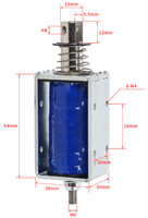 Électroaimant DC24V, course de 10 mm, 30N, dimensions 64*38*30mm, solénoïde à cadre ouvert, poussant-tirant, pour machine d'emballage