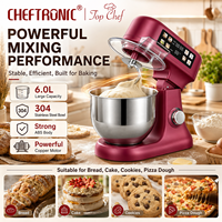Robot pâtissier Cheftronic 6,0 L avec écran tactile intelligent, balance intégrée, fonction de fermentation, 8 vitesses, pour la pâtisserie