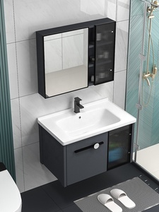 Juego de Muebles de Baño de Lujo Nórdico con Gabinete Flotante, Espejo de Diseño y Lavabo de Almacenamiento Impermeable - Product Image 2