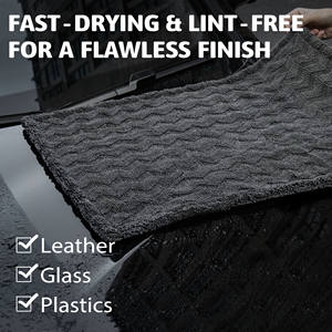 Livos Serviette de séchage pour voiture en microfibre de haute qualité 1000GSM, double face, gris foncé, motif ondulé, sans bord, douce - Product Image 3