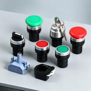 Interrupteur à bouton-poussoir La38 22 mm à tête plate, à réinitialisation automatique, à verrouillage automatique, d'arrêt d'urgence, à tête champignon, éclairé par LED, à bornes à vis - Product Image 2