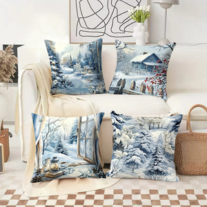 Những chiếc gối trang trí hình xứ sở thần tiên mùa đông ấm cúng tô điểm cho chiếc ghế sofa trang nhã với những chiếc tất Giáng sinh và những chiếc gạc tuần lộc. - Product Image 2