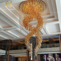 Grand lustre de luxe sur mesure pour décoration intérieure Villa Hall Hall Hall Hôtel Verre LED Éclairage d'escalier