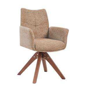 Italian Fabric High Back Executive <b>Armchair</b> Danish Design Modern Swivel Wood Frame Stainless Steel Fixed Armrest French Office - Product Image 2