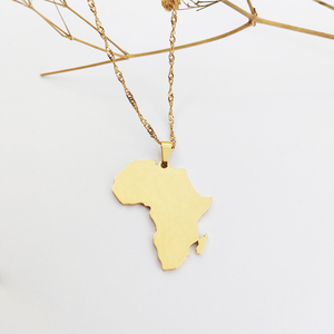 18K Or Laminé Afrique Charme Collier En Acier Inoxydable Minimaliste Afrique Pays Carte Collier Nouveauté Afrique Carte Bijoux