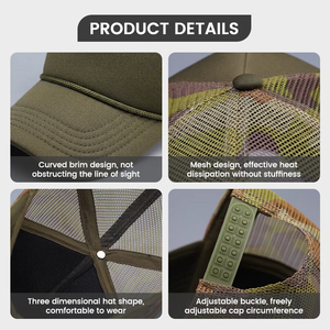 Casquette Trucker Sportive en Maille Imprimée à 5 Panneaux, Vente en Gros, pour Femmes et Hommes, Décontractée, d'Été, en Mousse avec Corde et Motif à Carreaux - Product Image 4