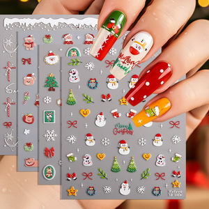 Pegatinas de Uñas <span class=keywords><strong>con</strong></span> Diseño Navideño en 5D, Adhesivos de Uñas <span class=keywords><strong>con</strong></span> Temática de Santa Claus y Galleta de Jengibre, Seguros y Ecológicos para <span class=keywords><strong>Manicura</strong></span> DIY - Product Image 3