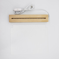 Tableau d'écriture de messages de veilleuse en acrylique en gros avec base en bois rectangulaire veilleuse à LED USB pour la décoration