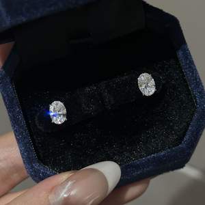 Pendientes Colgantes de Plata de Ley S925, Versátiles, con Doble Piedra Ovalada de Diamante, Dos Opciones de Uso - Product Image 3