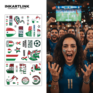 Tatuajes Temporales de Italia para la Copa Mundial de Fútbol 2026, Pegatinas para Fanáticos del Fútbol, Bandera de Italia, Coliseo, Arte Corporal Impermeable, 3 Hojas para Adultos y Niños - Product Image 1
