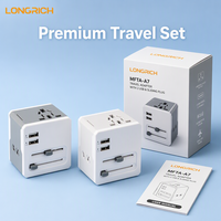 Adaptor Perjalanan Universal UK US EU AU, Konverter Colokan Multi-Negara dengan Pengisi Daya USB untuk Laptop, Penggunaan Perjalanan