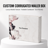 Boîte d'expédition pliante en carton ondulé avec logo personnalisé, motif floral marbré, pour vêtements, cadeaux, cosmétiques