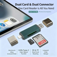Lecteur de cartes 4-en-1 pour téléphone portable en gros, adaptateur USB Type-C pour cartes SD/TF, convertisseur de mémoire, et adaptateur de connexion souris et clavier