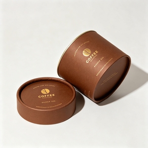 Recycled Kraft Paper Tube <b>Clear</b> PVC Cylinder Aluminum Foil Lined Food Coffee Bean Gift Packaging <b>Box</b> - Product Image 3