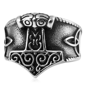 Yunnique-Anillo de acero inoxidable con diseño geométrico de animales para hombre, estilo vikingo, nórdico, Odin, Thor, martillo, joyería de regalo - Product Image 4
