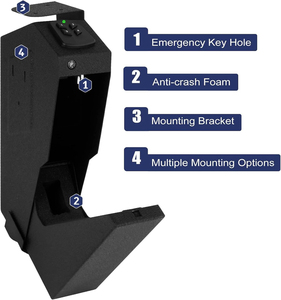 Gun Safe for Handgun, Mounted Gun Safe for Hand Gun <b>Lock</b> Key <b>Lock</b> Quick-Access Handgun Safe <b>Box</b> for Nightstand Wall Mount Silent - Product Image 4