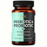 Gummies prébiotiques formule avancée 50 unités Framboise bleue Marque privée OEM ODM Vente en gros Fournisseur d'usine