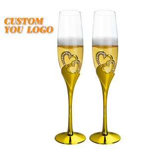 شعار مخصص على شكل قلب-فلوت حفلات زفاف حديث للاستخدام المنزلي كوبيه شامبانيا قابلة لإعادة الاستخدام - Product Image 1