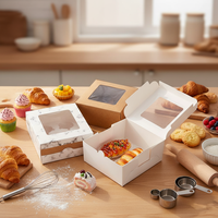 Caja Cuadrada Desechable Autoensamblable para Cupcakes y Muffins, de Papel Kraft y Cartón Blanco, para Alimentos para Bebés y Tartas de Huevo