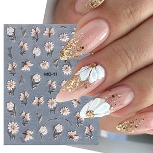 Nuevas pegatinas florales en relieve para <span class=keywords><strong>uñas</strong></span> de primavera, tulipán mate, Camelia, <span class=keywords><strong>margaritas</strong></span>, flores, diseño de hojas, decoración Simple, calcomanías con abalorios texturizados - Product Image 1