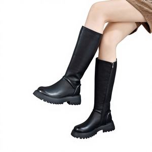Botas Altas de Invierno para Mujer, Forradas de Piel Sintética, Tacón Plano, Antideslizantes, Casuales, Elegantes - Product Image 1