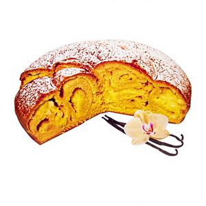 MARTINIG G.600X12 Fresh Cream Round Boxed Cake Dessert with <b>Vanilla</b> <b>Bean</b> & Flower Room Temperature Storage - Product Image 1