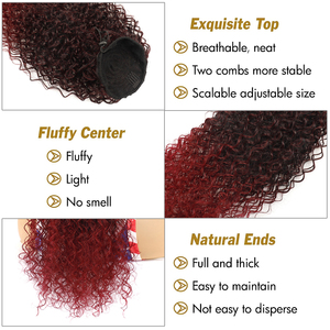 20 pulgadas de largo envoltura sintética cordón rizado Cola de Caballo extensión negro Rubio Afro rizado pelo Cola de Caballo <span class=keywords><strong>coletas</strong></span> para mujeres - Product Image 4
