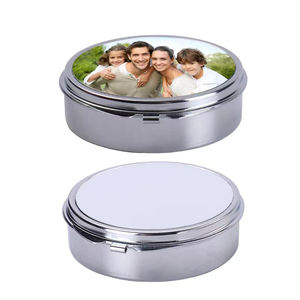 Caja de joyería de Metal personalizada, caja de píldoras de bolsillo de viaje de forma redonda, de sublimación, DIY - Product Image 3