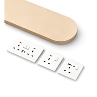 Prise murale ultra-fine 6 mm de style britannique 16A Type G avec ports USB-A/Type-C, panneau PC blanc, IP22, prise de courant pour hôpital