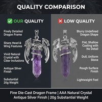 Pendentif Aile de Dragon en Cristal Naturel, Cadre Dragon en Argent Vieilli, Améthyste, Œil de Tigre, 11 Options de Pierres, Mystique, Hommes, Vente en Gros, OEM