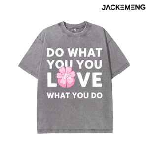 T-shirt Oversize in Cotone Lavato Morbido con Stampa Floreale e Citazione a Tema Cibo 'Do What You Love Life' Stile Retrò Casual Magazzino USA - Product Image 2