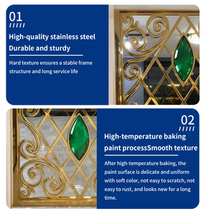 アールデコ調の廊下仕切り、リビングルーム、ホテルの部屋の壁フレーム、スチール製仕切り、カスタム仕切り壁パネル、ゴールド - Product Image 2